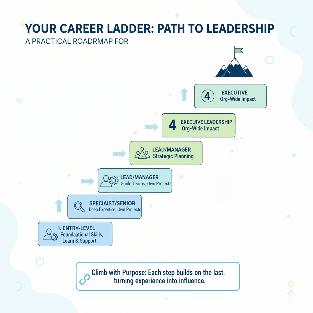 Career ladder showing progression from entry-level to leadership