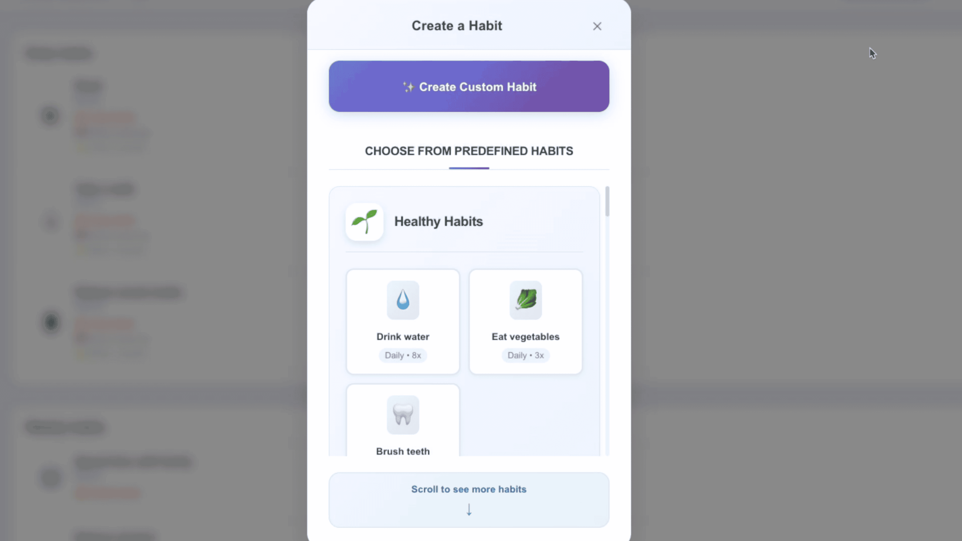 Daily, weekly, or monthly habits with effortless check-ins demonstration